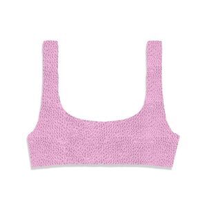 MC2 SAINT BARTH Textured Scoop Neck Bikini Top Women PINK & PURPLE Beachwear
